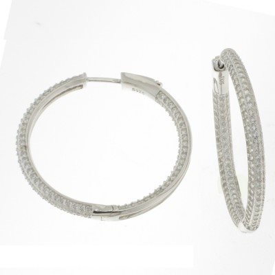 Orecchini Domar Gioielli Donna Orecchino cerchio argento 925 con zirconia cubica in Argento Cubic Zirconia EZB095896 - EZB095896